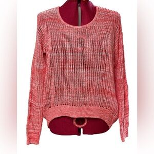 Dex cotton long sleeve open knit pullover